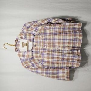 Plaid 3/4 Sleeve Jacket